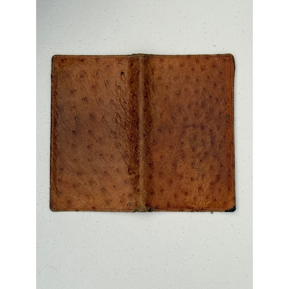 Vintage Lord & Taylor Ostrich Leather Checkbook Cover Wallet Made in England